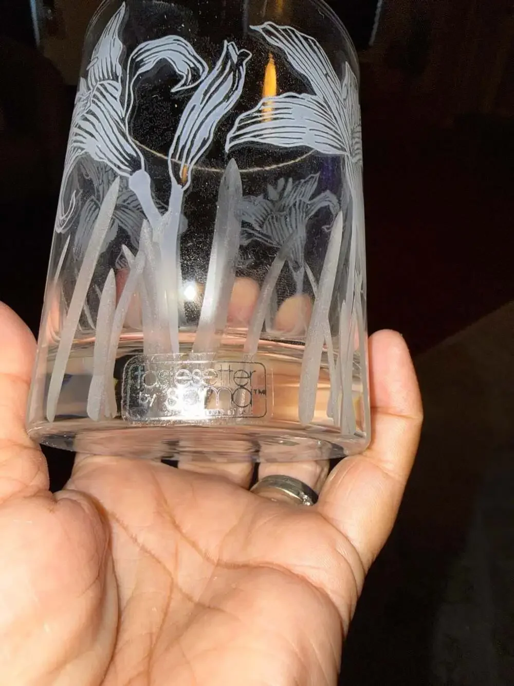 Vintage Tastesetter by Sigma Frosted Etched Lily Barware Glasses Set of 3